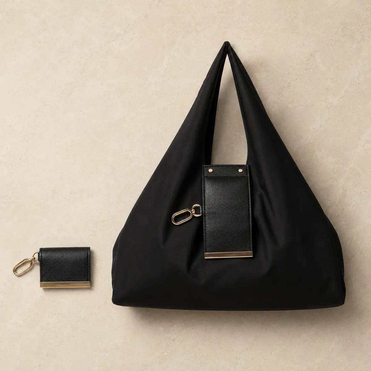 Nurvora Pocket Tote shown folded into a charm and fully opened