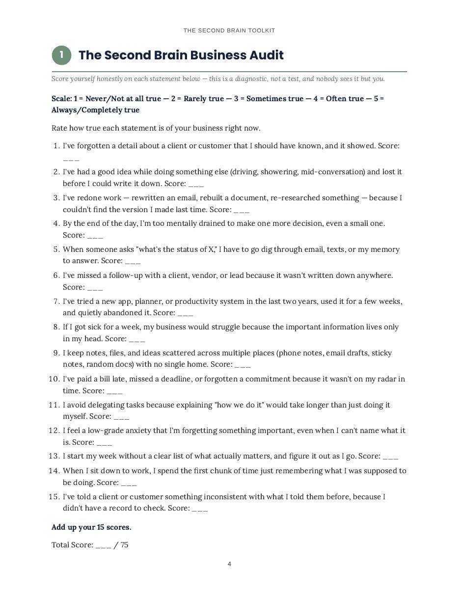 Second Brain Business Audit template preview